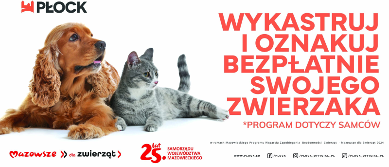 aktualność: Bezpłatna kastracja i chipowanie zwierząt w Płocku