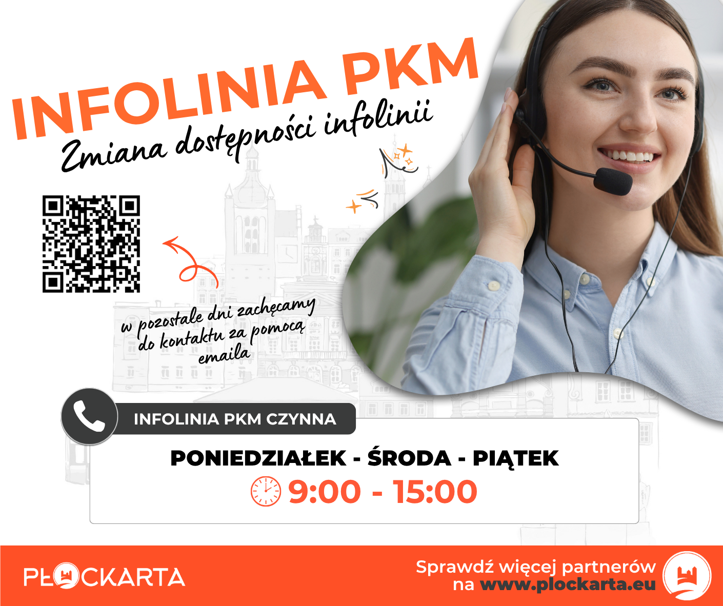 aktualność: Zmiana dostępności infolinii Płockiej Karty Mieszkańca